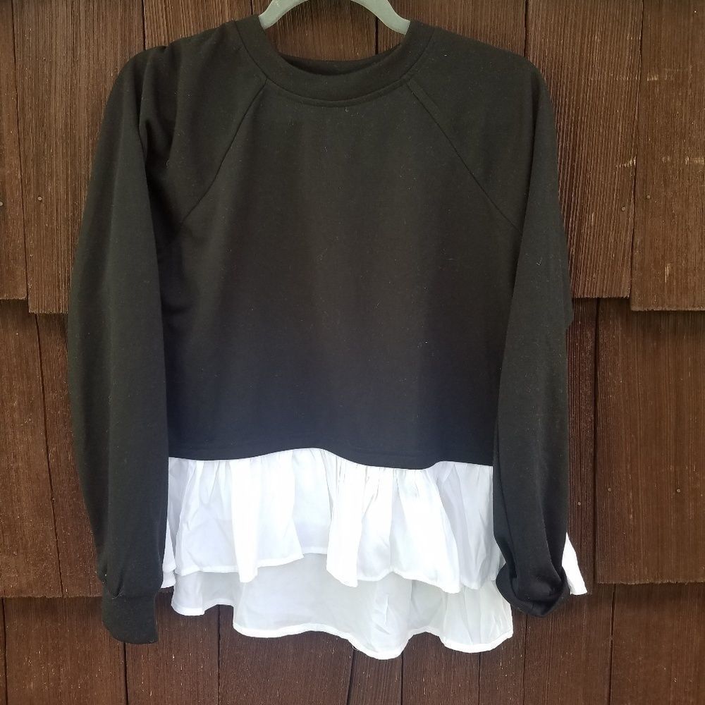 NWOT Black Fleece with attached white blouse